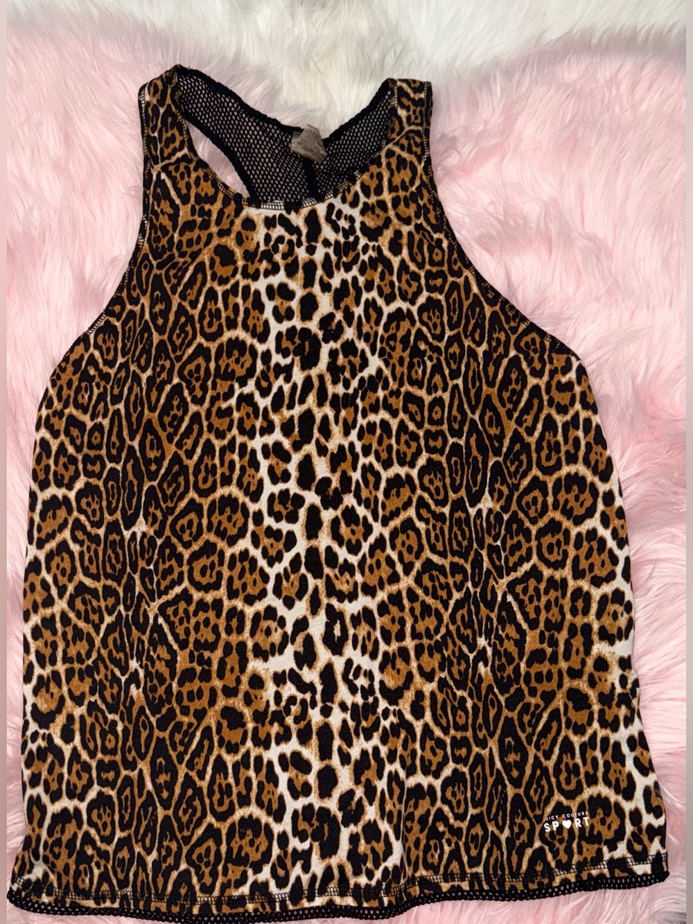 Juicy Couture Leopard Print Racerback Tank - Black Brown Cream